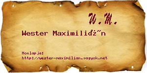 Wester Maximilián névjegykártya